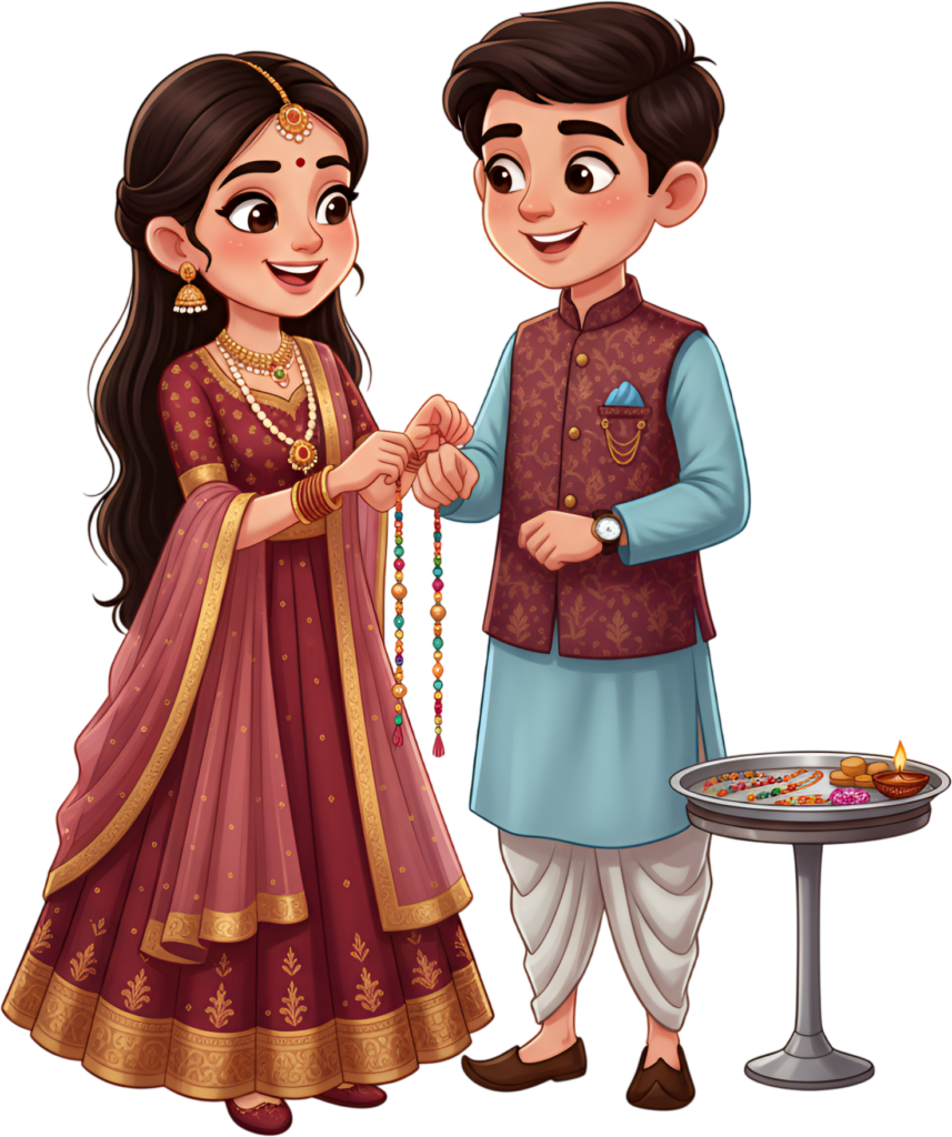 High-quality Rakhi Brother Sister PNG artwork featuring a festive illustration suitable for premium digital product designs 1 - High-quality Rakhi Brother Sister PNG artwork featuring a festive illustration suitable for premium digital product designs Free PNG Download