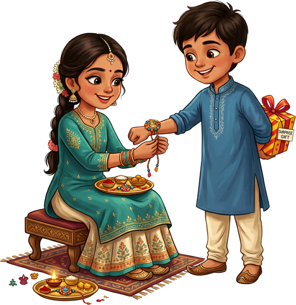 - Observe the joyful Rakhi Brother Sister exchange with this vibrant PNG illustration perfect for engaging festival content Free PNG Download