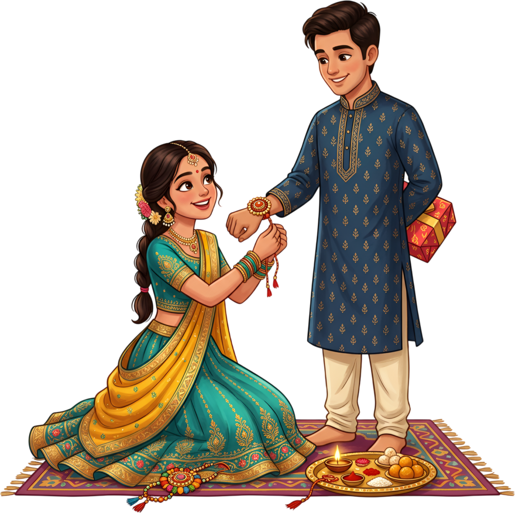 - Embrace tradition with this classic Rakhi Brother Sister PNG illustration, perfect for authentic Indian festival promotions Free PNG Download