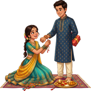 Embrace tradition with this classic Rakhi Brother Sister PNG illustration, perfect for authentic Indian festival promotions