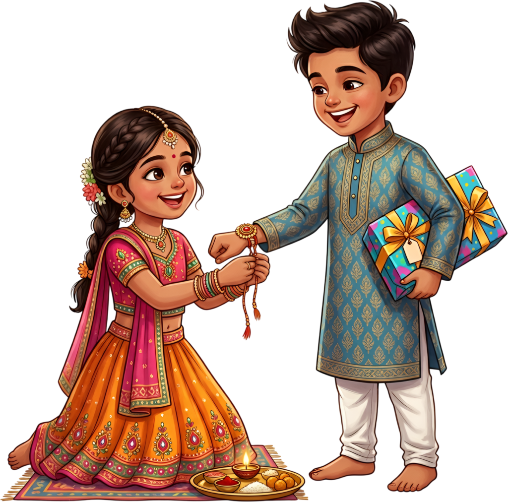 - Vibrant colors highlight this Rakhi Brother Sister PNG graphic, a beautiful illustration for joyous Indian festival products Free PNG Download