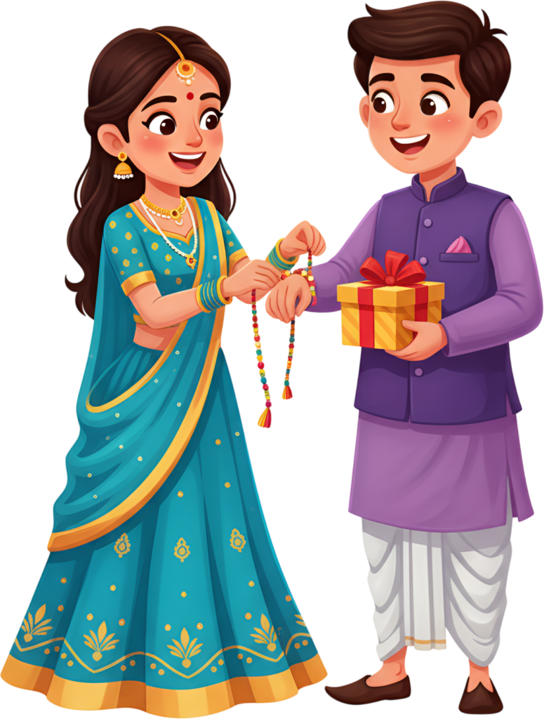 Seamlessly integrate this beautiful Rakhi Brother Sister PNG graphic, a delightful illustration for all your digital project needs 1 - Seamlessly integrate this beautiful Rakhi Brother Sister PNG graphic, a delightful illustration for all your digital project needs Free PNG Download