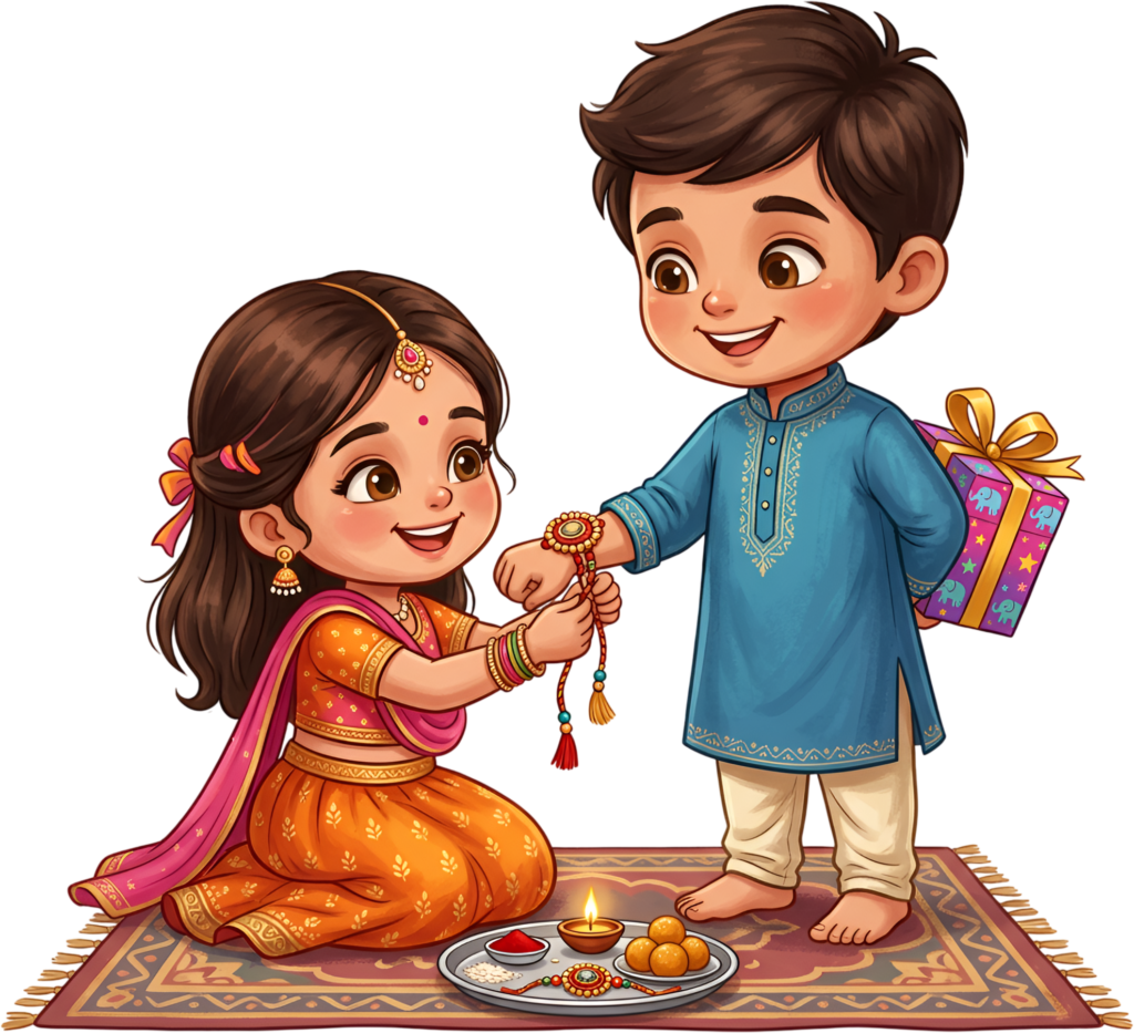 - Featuring a kneeling sister, this charming Rakhi Brother Sister PNG illustration is great for unique festive creations Free PNG Download