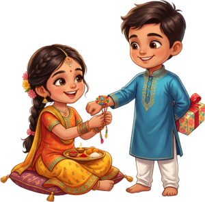 Seeking versatile digital art? This engaging Rakhi Brother Sister PNG graphic is an ideal illustration for many projects