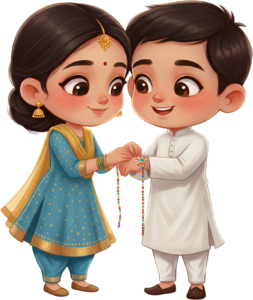 Infuse joy into designs with this cheerful Rakhi Brother Sister PNG image, a lovely illustration for happy festival themes