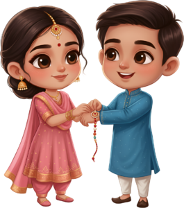 Experience pure charm with this adorable Rakhi Brother Sister PNG artwork, an essential illustration for children’s festive projects