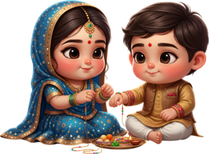 Feel the love with this heartwarming Rakhi Brother Sister PNG graphic, a delightful illustration for family-themed digital creations