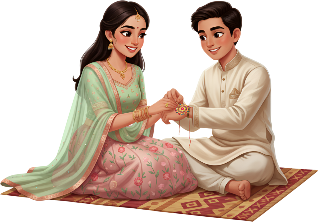 Bring vibrancy to projects using this exquisite Rakhi Brother Sister PNG artwork, a detailed illustration for cultural designs 1 - Bring vibrancy to projects using this exquisite Rakhi Brother Sister PNG artwork, a detailed illustration for cultural designs Free PNG Download