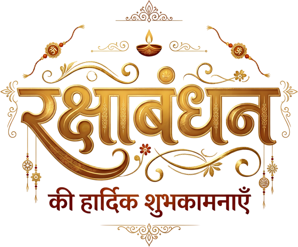 - Luxurious Raksha Bandhan golden calligraphy with ornate hindi text PNG details Free PNG Download