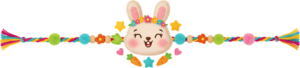 Get this vibrant bunny Rakhii, a delightful PNG illustration with felt carrots and flowers, perfect for kids’ holiday printables and creative crafts