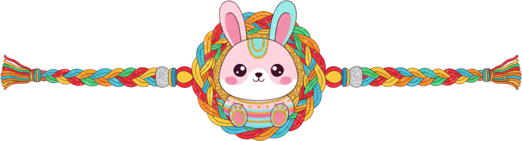 Unleash creativity with this adorable kawaii bunny Rakhi, a sparkling PNG character art illustration featuring glitter accents and a braided frame for digital projects 1 - Unleash creativity with this adorable kawaii bunny Rakhi, a sparkling PNG character art illustration featuring glitter accents and a braided frame for digital projects Free PNG Download