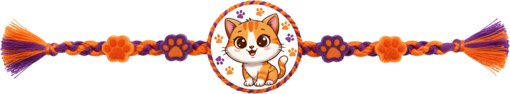 Enhance your collection with this adorable tabby cat Rakhi, a cozy PNG artwork featuring paw print charms and warm-toned illustrations for pet-themed designs 1 - Enhance your collection with this adorable tabby cat Rakhi, a cozy PNG artwork featuring paw print charms and warm-toned illustrations for pet-themed designs Free PNG Download