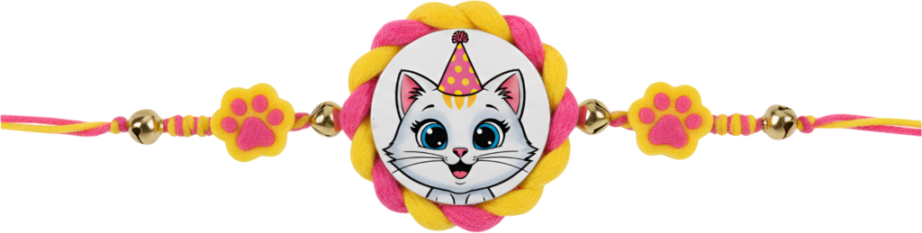 - Mark special occasions with this festive party cat Rakhii, a cheerful PNG illustration adorned with a party hat and jingle bells for celebratory digital creations Free PNG Download