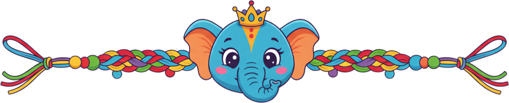 Command attention with this charming elephant head Rakhi, a colorful PNG artwork featuring a crown and playful beads for delightful digital illustrations 1 - Command attention with this charming elephant head Rakhi, a colorful PNG artwork featuring a crown and playful beads for delightful digital illustrations Free PNG Download
