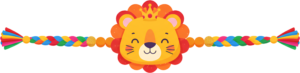 Adopt this majestic king lion Rakhii, a bold PNG illustration with a crown and glittering beads, suitable for royal-themed celebrations and strong digital graphics