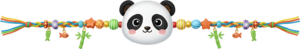 Acquire this delightful panda Rakhi, a charming PNG artwork with bamboo and fish charms, perfect for oriental-themed crafts and playful digital illustrations