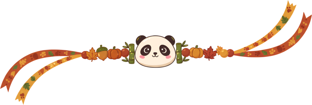 - Celebrate the harvest with this adorable autumn panda Rakhi, a seasonal PNG artwork adorned with leaves and pumpkins, ideal for festive digital illustrations Free PNG Download