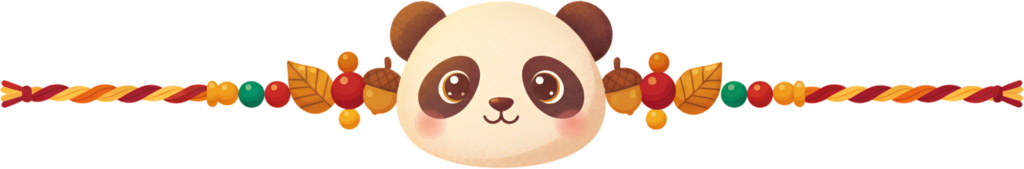 Introduce this charming panda face Rakhii, a cute PNG illustration with autumn leaves and acorns, perfect for cozy fall-themed crafts and digital artwork 1 - Introduce this charming panda face Rakhii, a cute PNG illustration with autumn leaves and acorns, perfect for cozy fall-themed crafts and digital artwork Free PNG Download