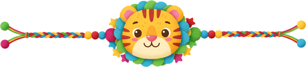 - Explore this vibrant tiger cub Rakhi, a playful PNG artwork with a colorful mane and star accents, ideal for jungle-themed party supplies and energetic illustrations Free PNG Download