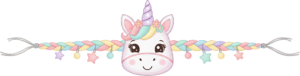 Infuse sweetness with this lovely pastel unicorn Rakhi, a charming PNG artwork featuring a flower crown and braided threads for gentle digital illustrations