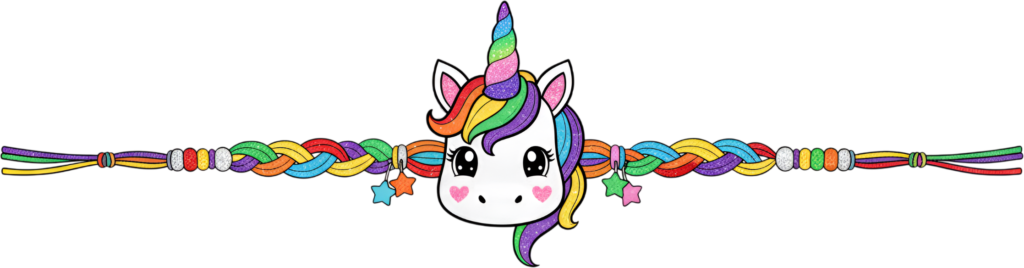 Dazzle your audience with this sparkling unicorn Rakhii, a vibrant PNG illustration with glitter accents and rainbow braided threads for dazzling digital art 1 - Dazzle your audience with this sparkling unicorn Rakhii, a vibrant PNG illustration with glitter accents and rainbow braided threads for dazzling digital art Free PNG Download