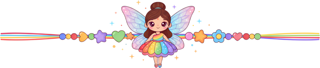 - Adorn your creations with this colorful fairy Rakhii, a vibrant PNG illustration in a rainbow dress with playful beads for cheerful digital art and crafts Free PNG Download