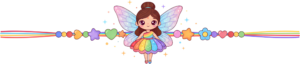 Adorn your creations with this colorful fairy Rakhii, a vibrant PNG illustration in a rainbow dress with playful beads for cheerful digital art and crafts