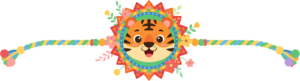 Integrate this traditional tiger Rakhi, a striking PNG illustration set in a mandala-style frame, ideal for cultural festival designs and vibrant digital graphics
