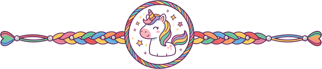 Cherish moments with this sweet unicorn Rakhii, a charming PNG illustration in a starry frame with heart and pearl beads for magical digital projects 1 - Cherish moments with this sweet unicorn Rakhii, a charming PNG illustration in a starry frame with heart and pearl beads for magical digital projects Free PNG Download