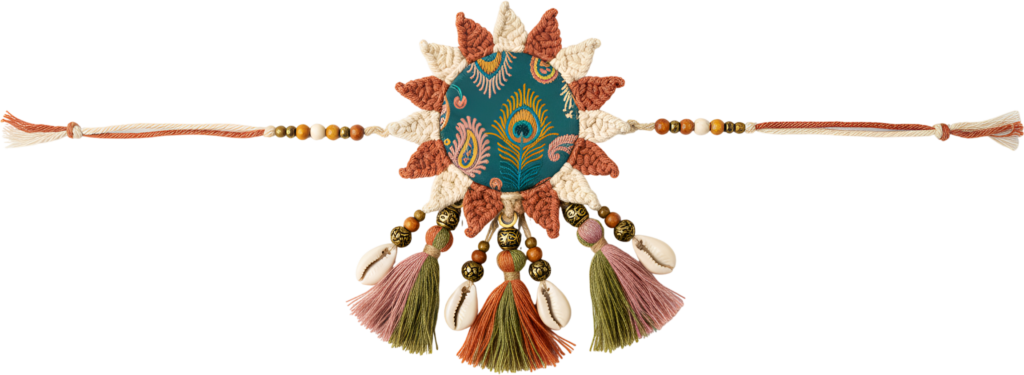 Discover this vibrant peacock feather Rakhi PNG illustration, perfect for Raksha Bandhan digital design projects 1 - Discover this vibrant peacock feather Rakhi PNG illustration, perfect for Raksha Bandhan digital design projects Free PNG Download