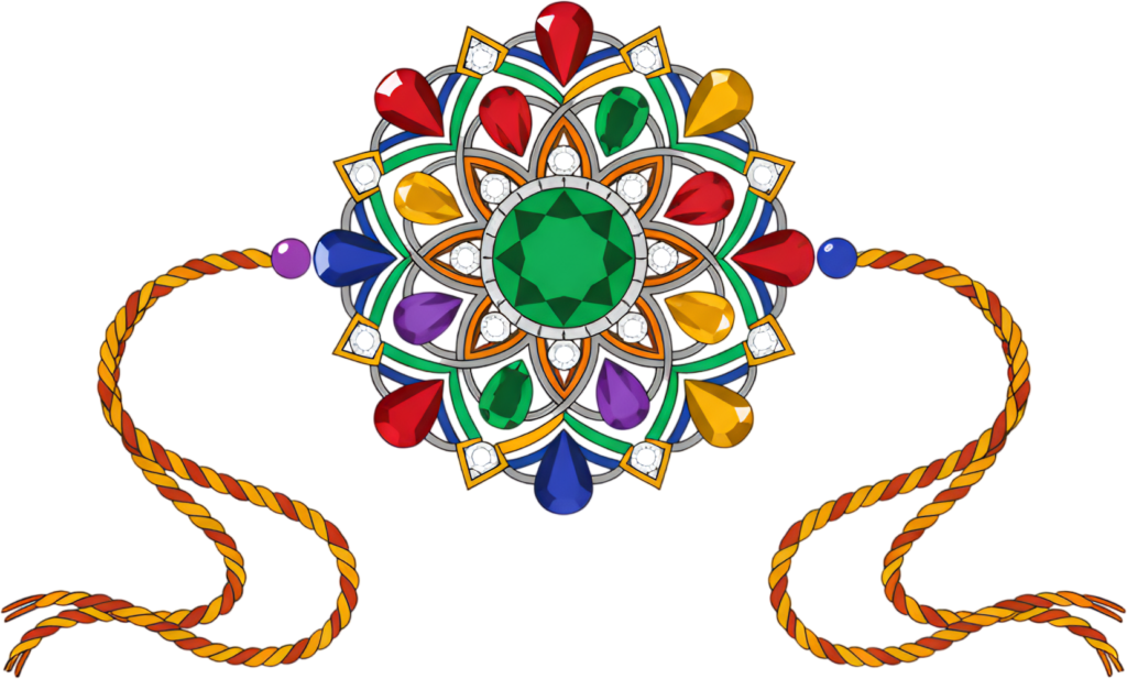 Ignite design inspiration with this stunning gemstone mandala Rakhi PNG illustration, perfect for Raksha Bandhan spiritual design projects 1 - Ignite design inspiration with this stunning gemstone mandala Rakhi PNG illustration, perfect for Raksha Bandhan spiritual design projects Free PNG Download