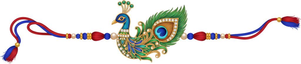 Showcase grand artistry with this luxurious full peacock Rakhi PNG illustration, perfect for digital designs 1 - Showcase grand artistry with this luxurious full peacock Rakhi PNG illustration, perfect for digital designs Free PNG Download