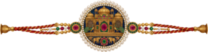 Showcase your Raksha Bandhan spirit with this majestic temple-inspired Rakhi PNG illustration, ideal for sacred digital projects