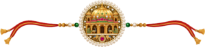 Create divine Raksha Bandhan greetings using this splendid temple Rakhi illustration, presented as a high-quality PNG for designers