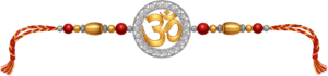 Utilize this classic Om Rakhi illustration, a detailed PNG for crafting authentic Raksha Bandhan digital invitations and merchandise