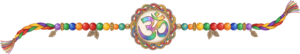 Envision vibrant Raksha Bandhan creations with this colorful Om Rakhi illustration, a cheerful PNG for diverse digital applications
