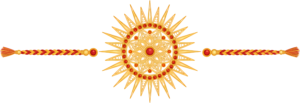 Manifest radiant Raksha Bandhan cheer with this golden sun-themed Rakhi illustration, a bright PNG for joyful digital assets