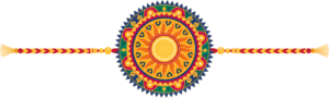 Curate joyful Raksha Bandhan themes with this vibrant folk art Rakhi illustration, a colorful PNG for cheerful digital marketing