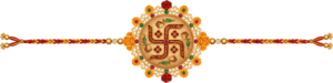 Craft authentic Raksha Bandhan visuals using this rustic Swastik Rakhi illustration, a wooden-style PNG for natural digital artistry