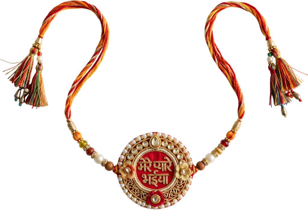 Acquire this heartwarming 'Mere Pyare Bhaiya' Rakhi illustration, a beautifully beaded PNG perfect for traditional Raksha Bandhan greetings 1 - Acquire this heartwarming 'Mere Pyare Bhaiya' Rakhi illustration, a beautifully beaded PNG perfect for traditional Raksha Bandhan greetings Free PNG Download