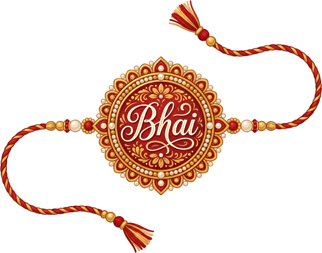 Deliver heartfelt Raksha Bandhan sentiments with this elegant 'Bhai' Rakhi illustration, a golden-detailed PNG for sophisticated digital cards 1 - Deliver heartfelt Raksha Bandhan sentiments with this elegant 'Bhai' Rakhi illustration, a golden-detailed PNG for sophisticated digital cards Free PNG Download