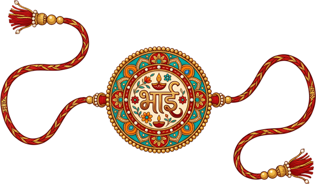 Present festive cheer for Raksha Bandhan with this charming 'Bhai' Rakhi illustration, a colorful PNG for joyful digital marketing content 1 - Present festive cheer for Raksha Bandhan with this charming 'Bhai' Rakhi illustration, a colorful PNG for joyful digital marketing content Free PNG Download