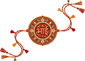 Experience cultural richness for Raksha Bandhan with this intricate ‘Bhai’ Rakhi illustration, a vibrant PNG for authentic digital creations