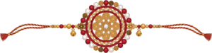 Introduce a unique Raksha Bandhan appeal with this charming spiral Rakhi illustration, a bell-adorned PNG for distinctive digital marketing