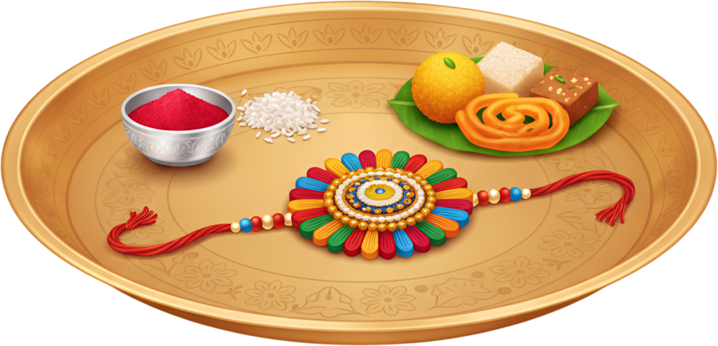 Craft captivating Raksha Bandhan designs with this vibrant Rakhi thali PNG illustration asset, perfect for digital projects 1 - Craft captivating Raksha Bandhan designs with this vibrant Rakhi thali PNG illustration asset, perfect for digital projects Free PNG Download