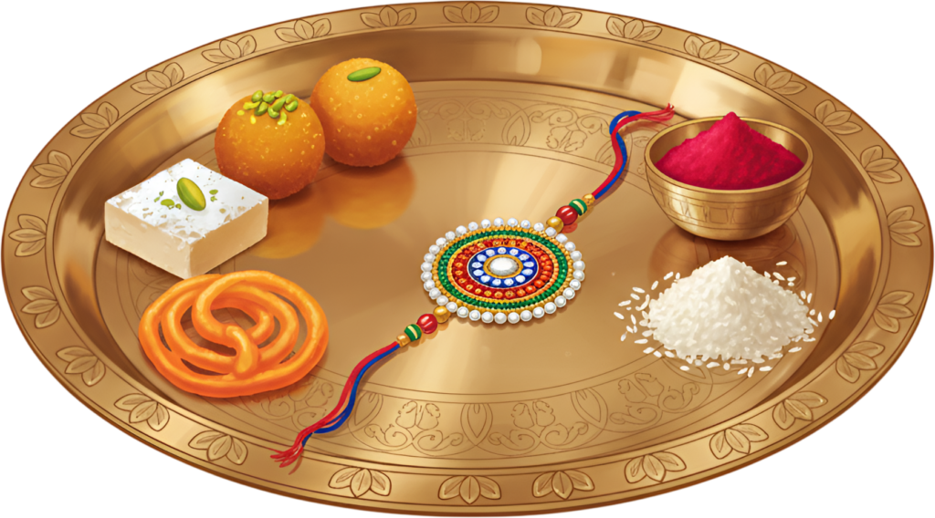 Ignite your creative endeavors with this vibrant Raksha Bandhan Rakhi thali illustration, a versatile PNG for any project 1 - Ignite your creative endeavors with this vibrant Raksha Bandhan Rakhi thali illustration, a versatile PNG for any project Free PNG Download