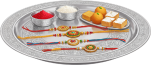 Curate stunning Raksha Bandhan themes using these diverse Rakhi thali illustration components in PNG for your visual projects