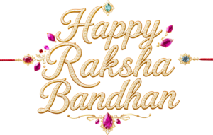 Shimmering Raksha Bandhan Message, an Ornate Golden PNG Illustration with Rakhi