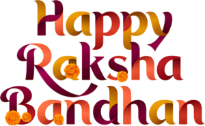 Ribbon Style Raksha Bandhan Text, a Festive Floral PNG Illustration