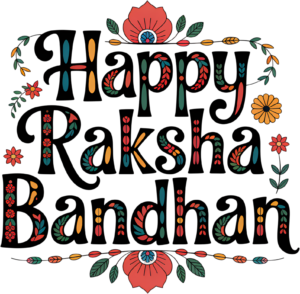 Folk Art Raksha Bandhan Lettering, a Colorful Floral PNG Illustration